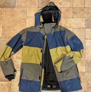 Quicksilver Ski Jacket Size Large Blue & Green winter coat